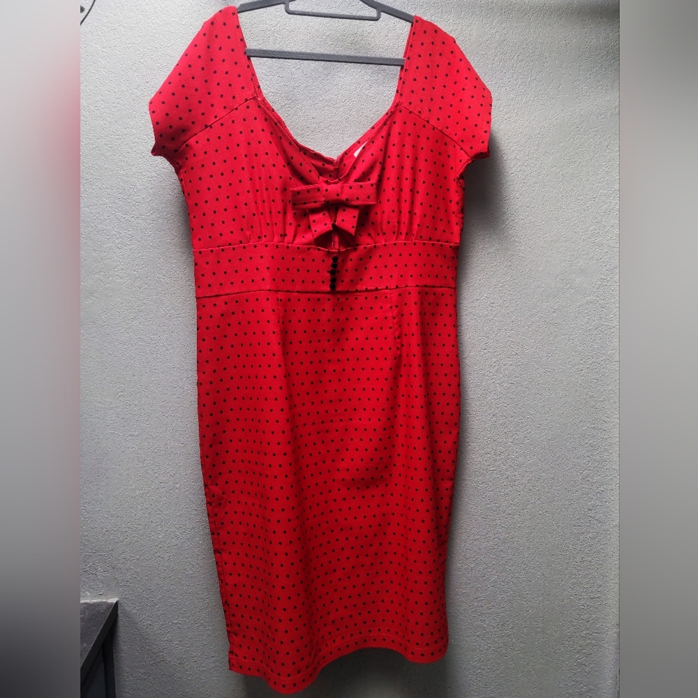 Tatyana Red and Black Polka Dot Mini Dress